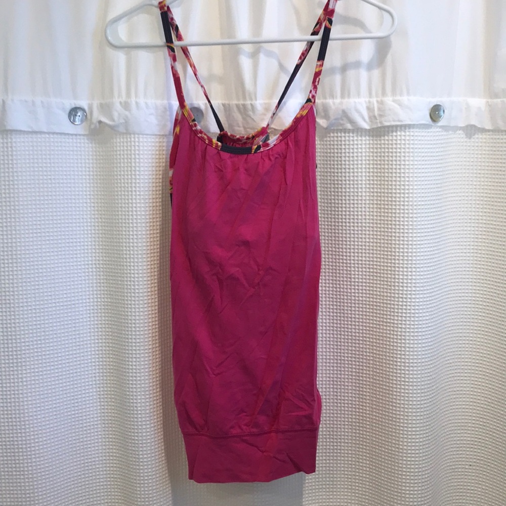 Pink Patterned Athletic Tank Top